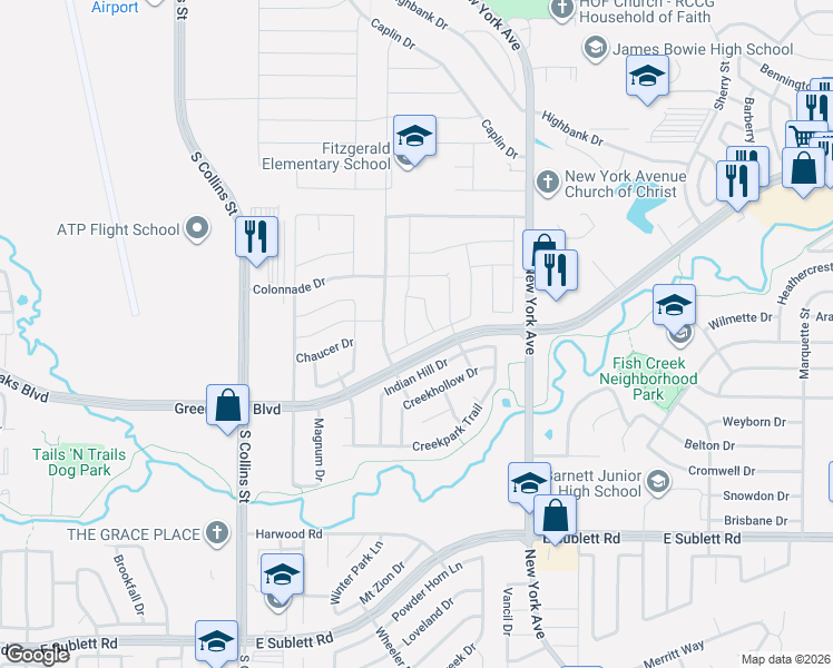 map of restaurants, bars, coffee shops, grocery stores, and more near 1603 Wickford Dr in Arlington