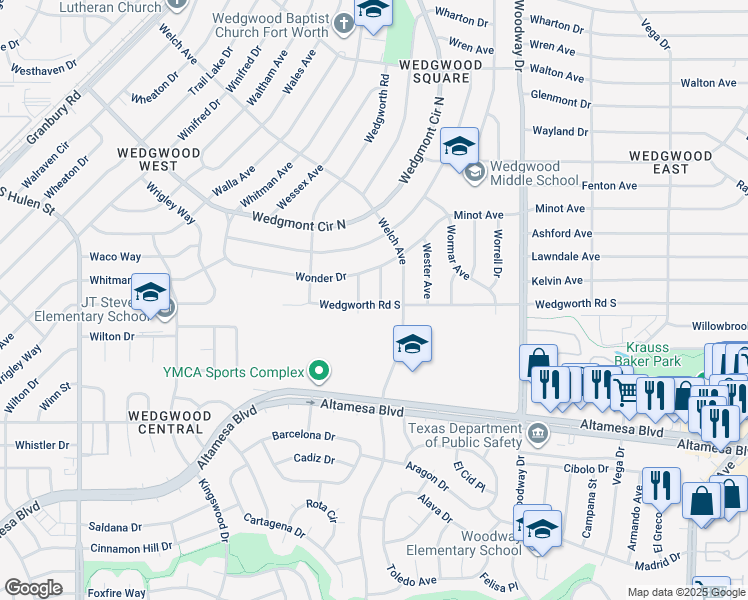 map of restaurants, bars, coffee shops, grocery stores, and more near 6020 Wallen Ave in Fort Worth