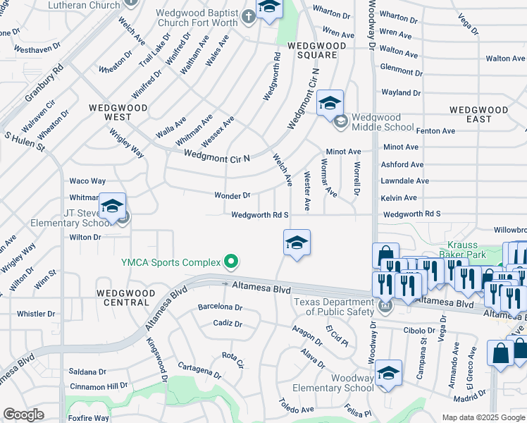 map of restaurants, bars, coffee shops, grocery stores, and more near 6020 Wallen Avenue in Fort Worth