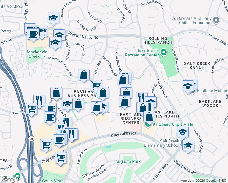 map of restaurants, bars, coffee shops, grocery stores, and more near 859 Bowsprit Road in Chula Vista
