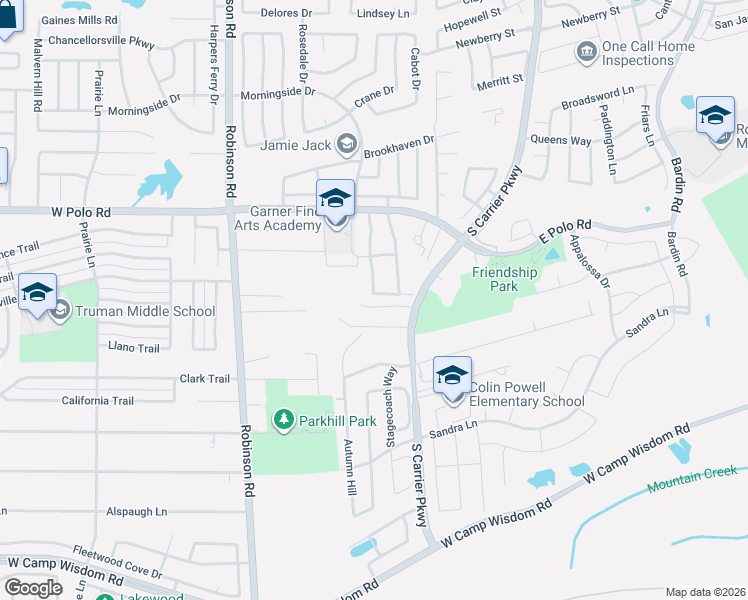map of restaurants, bars, coffee shops, grocery stores, and more near 523 Devonshire Drive in Grand Prairie