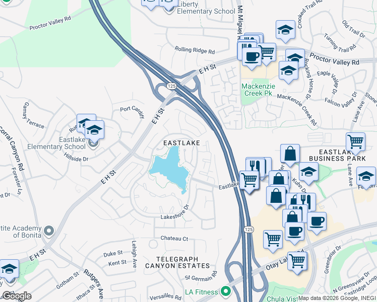 map of restaurants, bars, coffee shops, grocery stores, and more near in Chula Vista