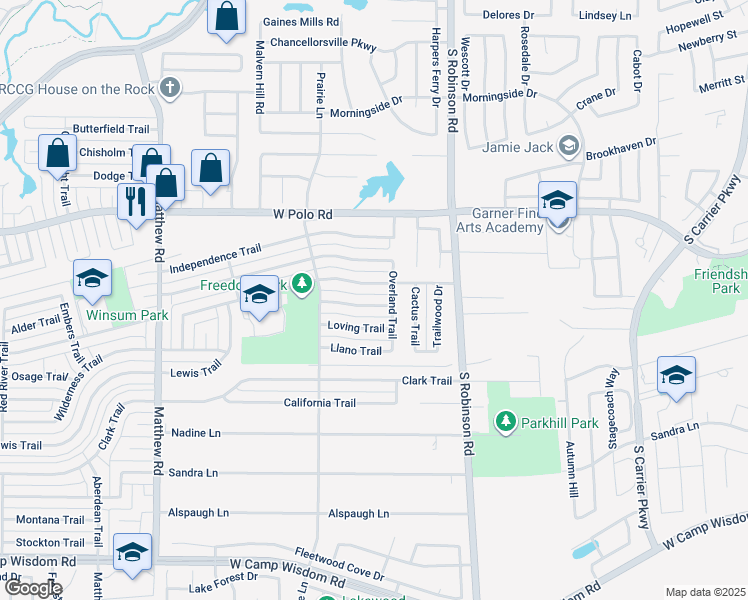 map of restaurants, bars, coffee shops, grocery stores, and more near 1014 Fort Scott Trail in Grand Prairie