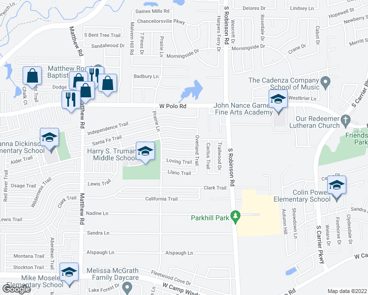 map of restaurants, bars, coffee shops, grocery stores, and more near 1014 Fort Scott Trail in Grand Prairie