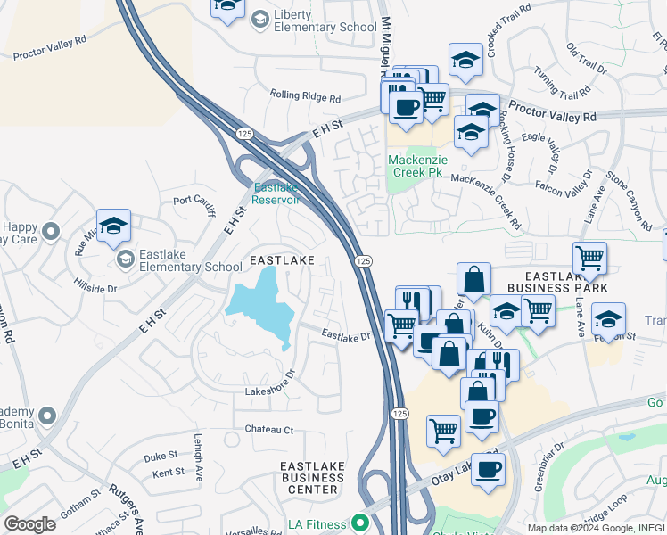 map of restaurants, bars, coffee shops, grocery stores, and more near in Chula Vista