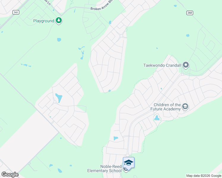 map of restaurants, bars, coffee shops, grocery stores, and more near 2960 Wallace Wells Court in Crandall