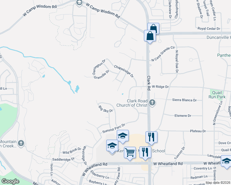 map of restaurants, bars, coffee shops, grocery stores, and more near 1 Quicksilver Drive in Dallas
