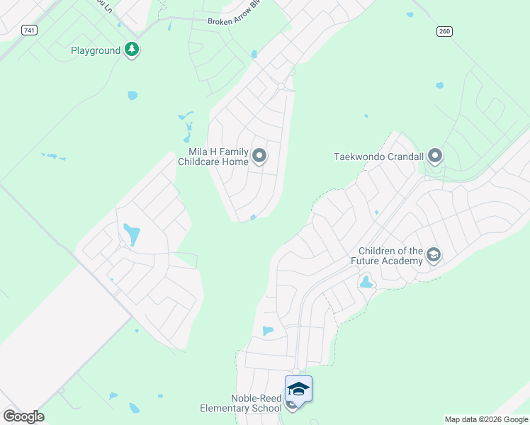 map of restaurants, bars, coffee shops, grocery stores, and more near 2960 Wallace Wells Court in Crandall