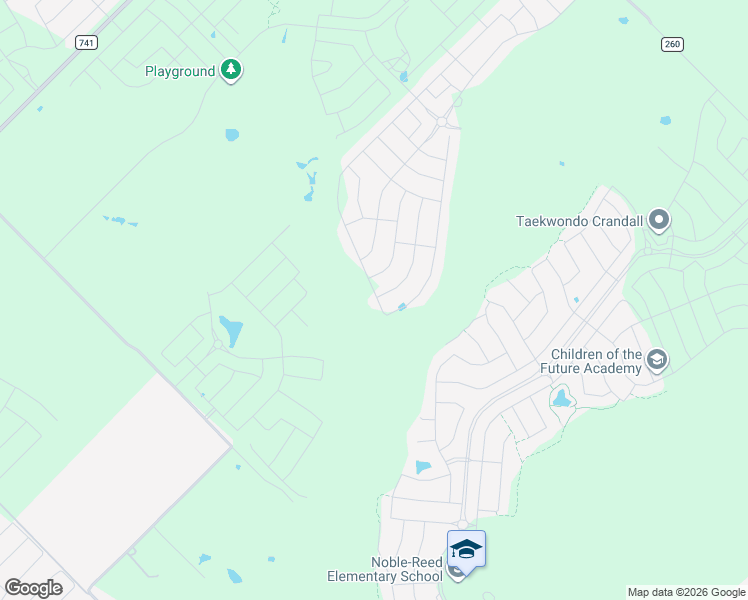 map of restaurants, bars, coffee shops, grocery stores, and more near 3100 Helix Bay Drive in Crandall