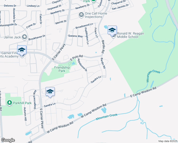 map of restaurants, bars, coffee shops, grocery stores, and more near 636 Shire Way in Grand Prairie
