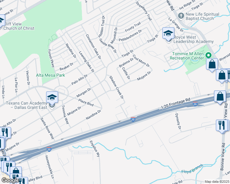 map of restaurants, bars, coffee shops, grocery stores, and more near 3364 Mojave Drive in Dallas