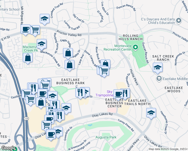 map of restaurants, bars, coffee shops, grocery stores, and more near 809 Bowsprit Road in Chula Vista