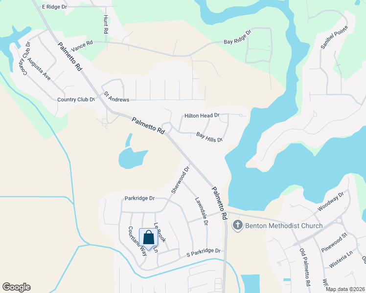 map of restaurants, bars, coffee shops, grocery stores, and more near 100 Sherwood Drive in Benton