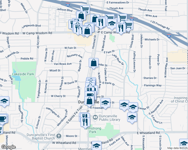 map of restaurants, bars, coffee shops, grocery stores, and more near 412 North Main Street in Duncanville