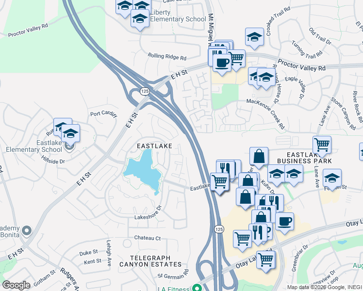 map of restaurants, bars, coffee shops, grocery stores, and more near 726 Eastshore Terrace in Chula Vista