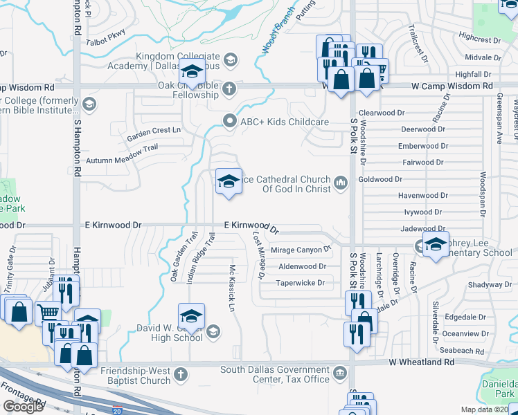 map of restaurants, bars, coffee shops, grocery stores, and more near in Dallas
