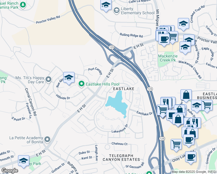 map of restaurants, bars, coffee shops, grocery stores, and more near 2057 Clearwater Place in Chula Vista