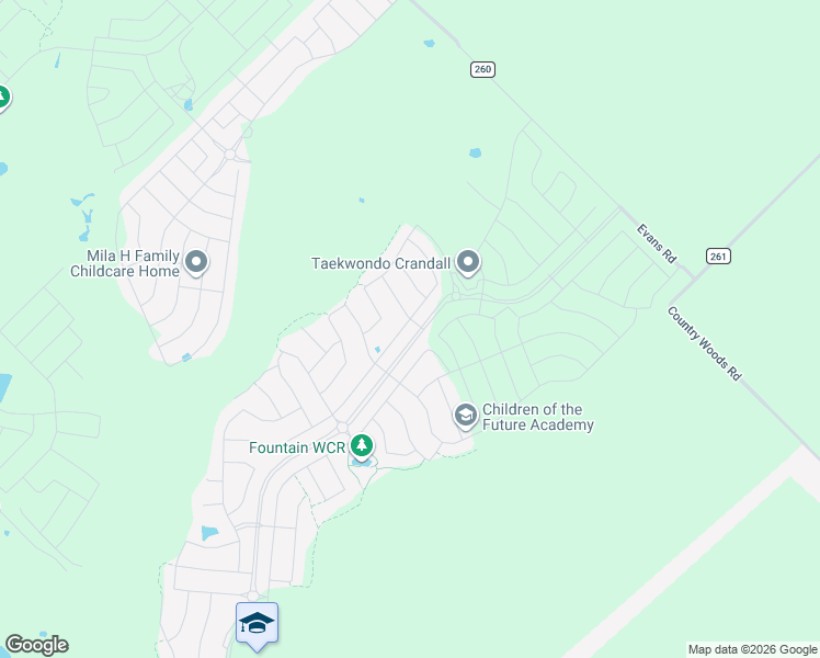 map of restaurants, bars, coffee shops, grocery stores, and more near 9354-11998 Evans Road in Crandall