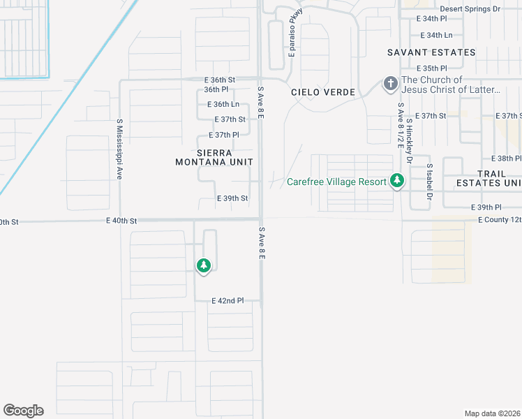 map of restaurants, bars, coffee shops, grocery stores, and more near South Avenue 8 East in Yuma