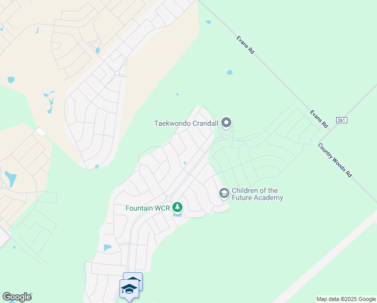 map of restaurants, bars, coffee shops, grocery stores, and more near 9354-11998 Evans Road in Crandall