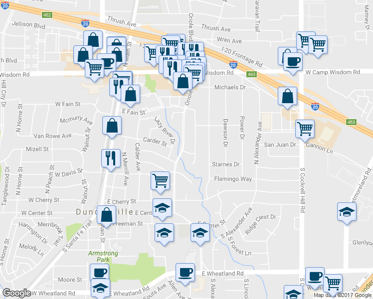 map of restaurants, bars, coffee shops, grocery stores, and more near 502 Oriole Blvd in Duncanville