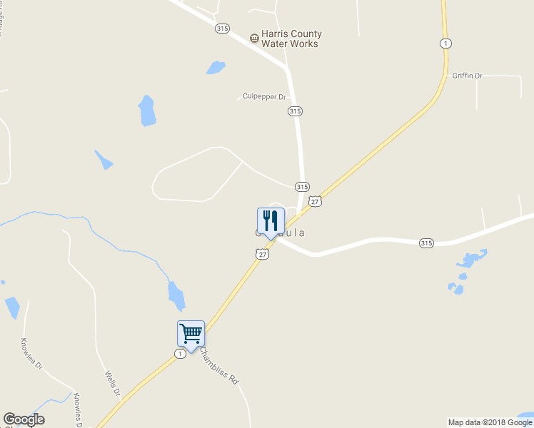 map of restaurants, bars, coffee shops, grocery stores, and more near 122 Lewis Circle in Cataula