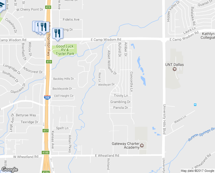 map of restaurants, bars, coffee shops, grocery stores, and more near 7528 Wesleyan Drive in Dallas
