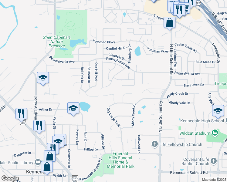 map of restaurants, bars, coffee shops, grocery stores, and more near 1008 Colonial Court in Kennedale