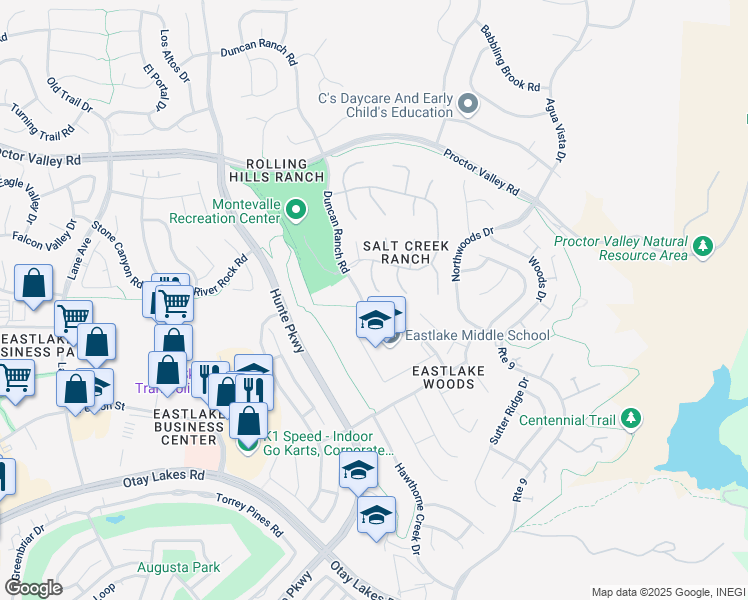 map of restaurants, bars, coffee shops, grocery stores, and more near 848 Shadow Ridge Place in Chula Vista