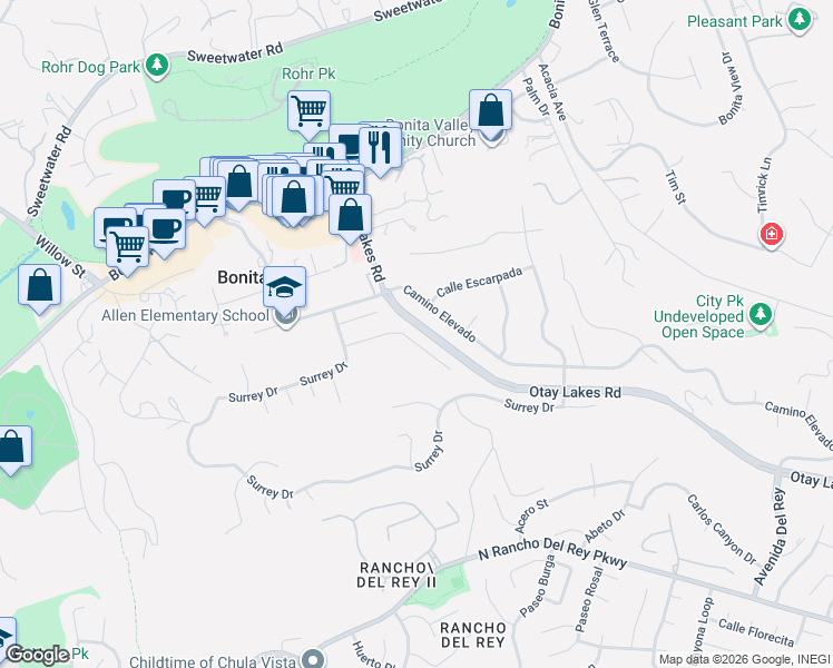 map of restaurants, bars, coffee shops, grocery stores, and more near 941 Buckaroo Lane in Bonita