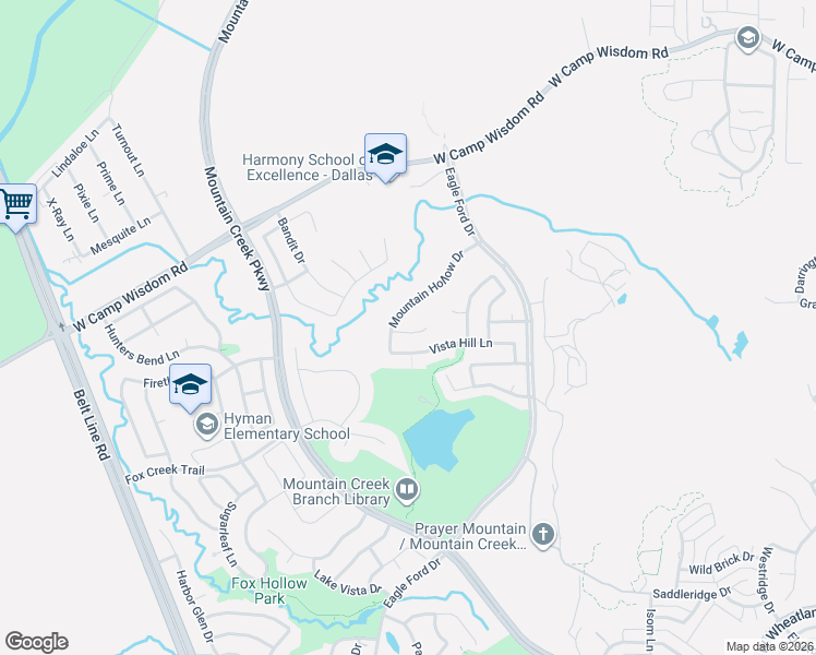 map of restaurants, bars, coffee shops, grocery stores, and more near 34 Mountain Knoll Court in Grand Prairie