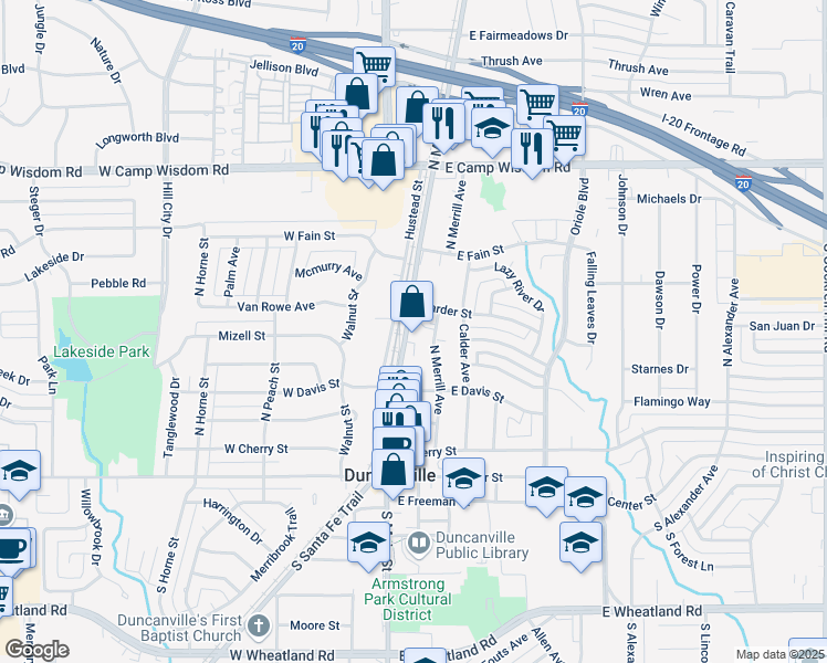 map of restaurants, bars, coffee shops, grocery stores, and more near 514 North Main Street in Duncanville
