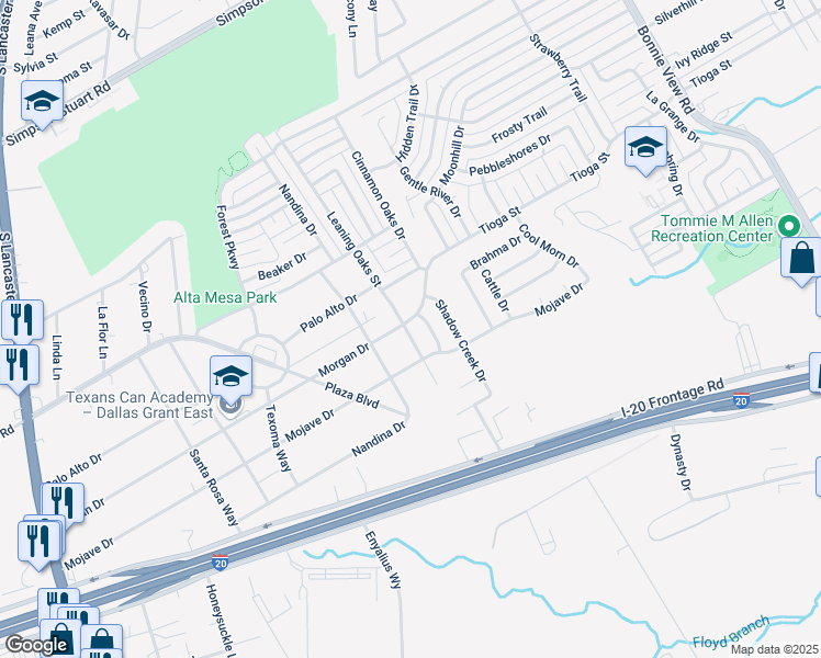 map of restaurants, bars, coffee shops, grocery stores, and more near 3302 Tioga Street in Dallas