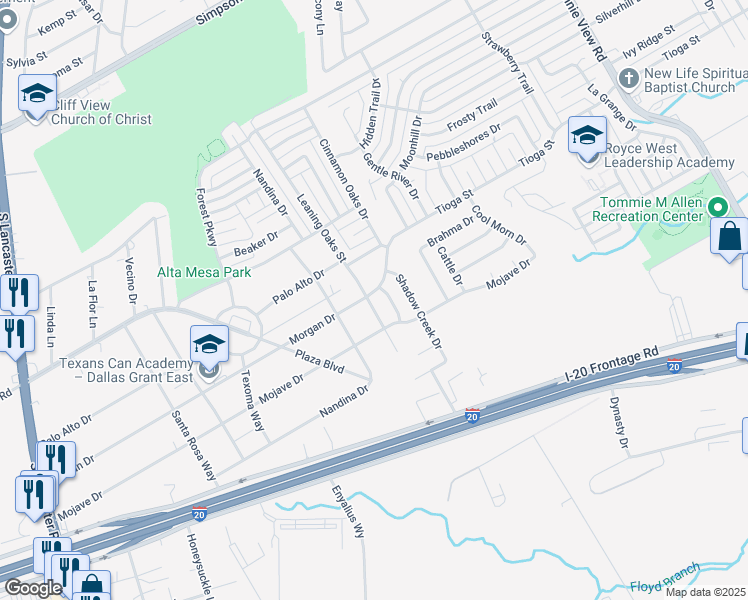 map of restaurants, bars, coffee shops, grocery stores, and more near 3302 Tioga Street in Dallas