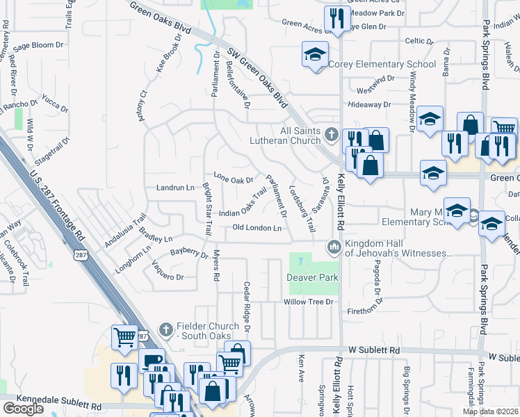map of restaurants, bars, coffee shops, grocery stores, and more near 4411 Rising Sun Court in Arlington