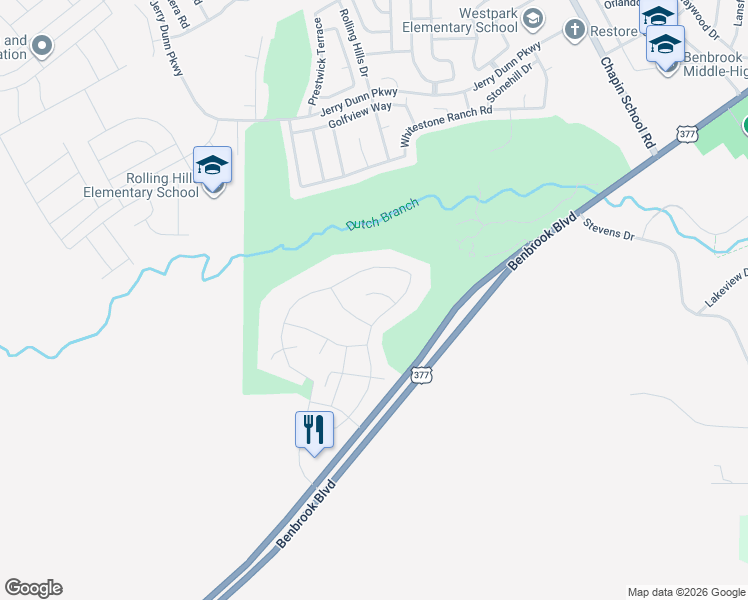 map of restaurants, bars, coffee shops, grocery stores, and more near 8204 Indian Hills Court in Benbrook