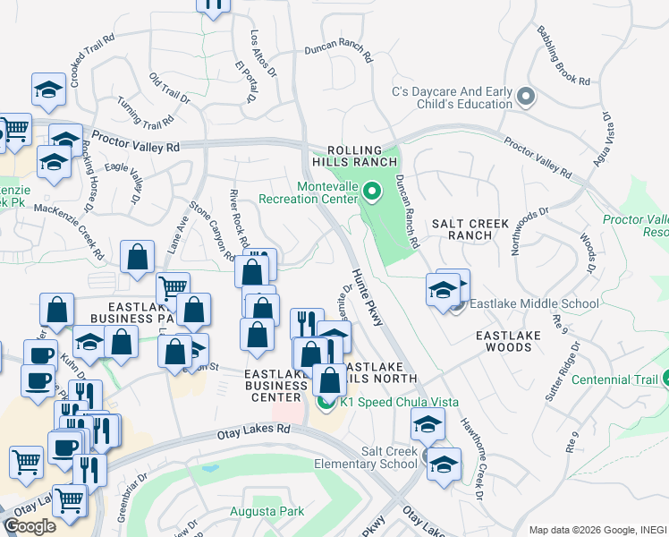 map of restaurants, bars, coffee shops, grocery stores, and more near 841 Esperanza Place in Chula Vista