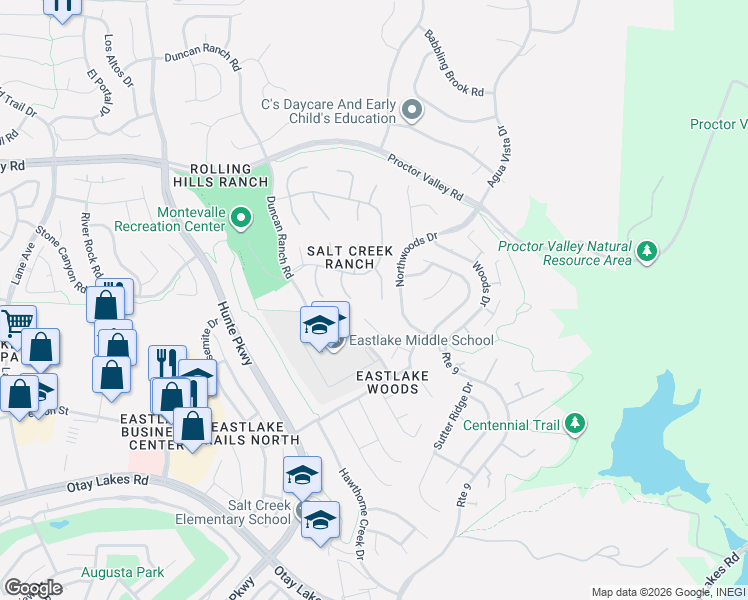map of restaurants, bars, coffee shops, grocery stores, and more near 883 Sunset Ridge Place in Chula Vista