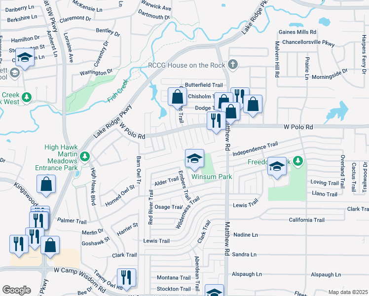 map of restaurants, bars, coffee shops, grocery stores, and more near 4722 Goodnight Court in Grand Prairie