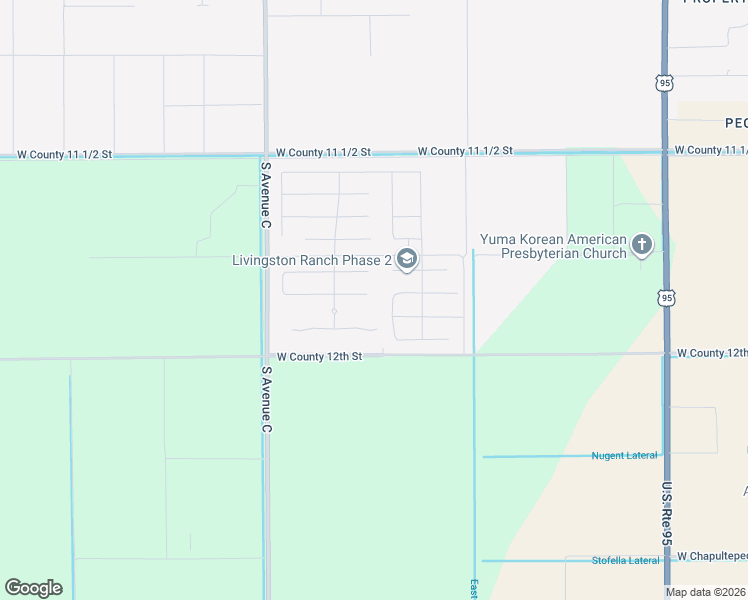 map of restaurants, bars, coffee shops, grocery stores, and more near 3633 West 39th Street in Yuma