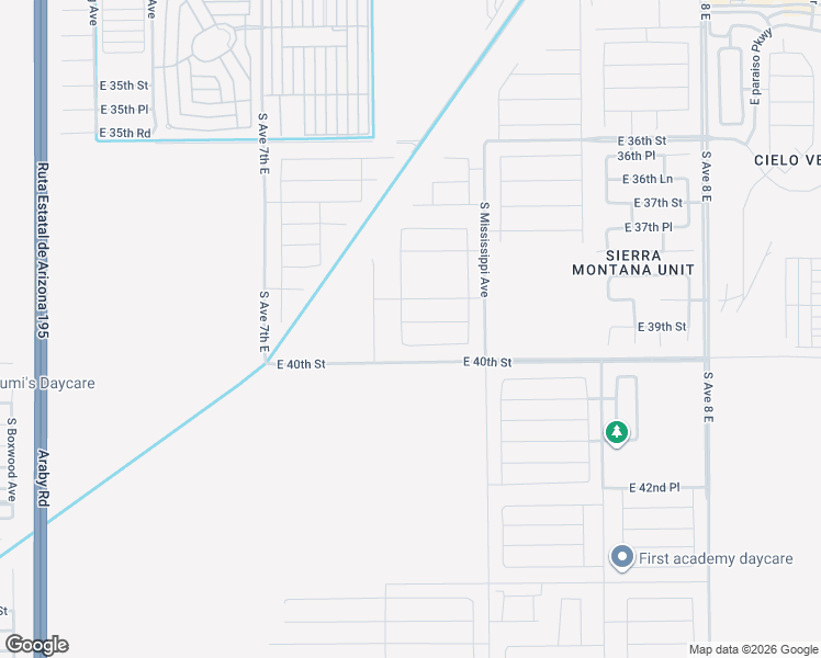 map of restaurants, bars, coffee shops, grocery stores, and more near South Brianna Drive in Yuma