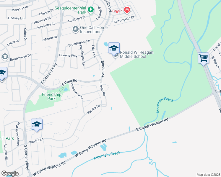 map of restaurants, bars, coffee shops, grocery stores, and more near 740 Caspian Way in Grand Prairie