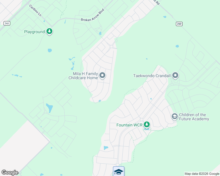 map of restaurants, bars, coffee shops, grocery stores, and more near 2984 Wallace Wells Court in Crandall