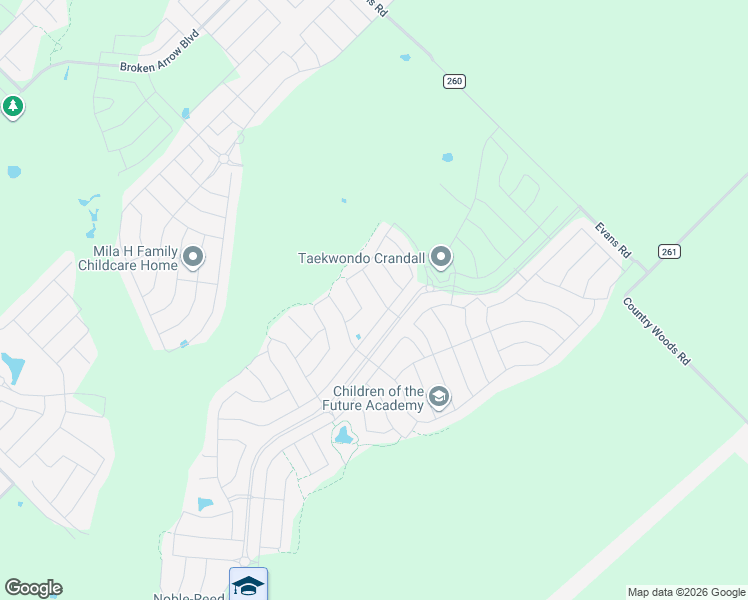 map of restaurants, bars, coffee shops, grocery stores, and more near 9354-11998 Evans Road in Crandall