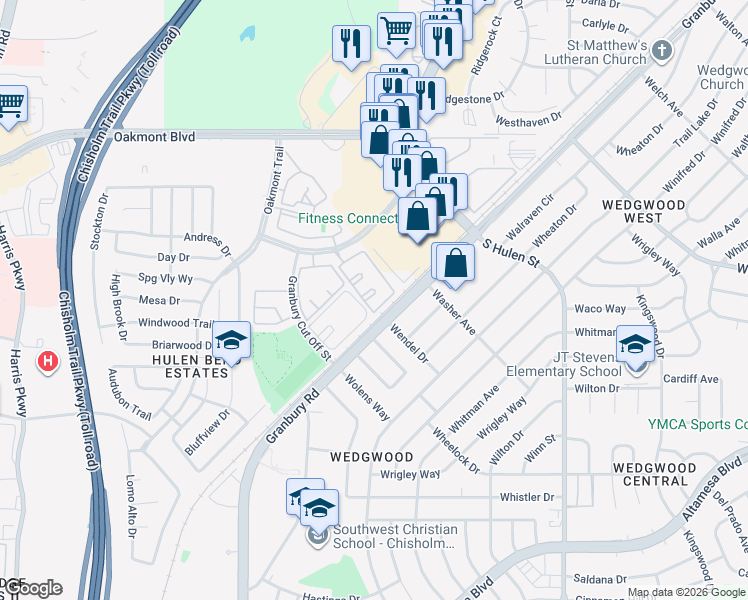 map of restaurants, bars, coffee shops, grocery stores, and more near in Fort Worth