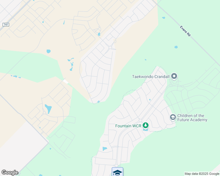 map of restaurants, bars, coffee shops, grocery stores, and more near 2984 Wallace Wells Court in Crandall