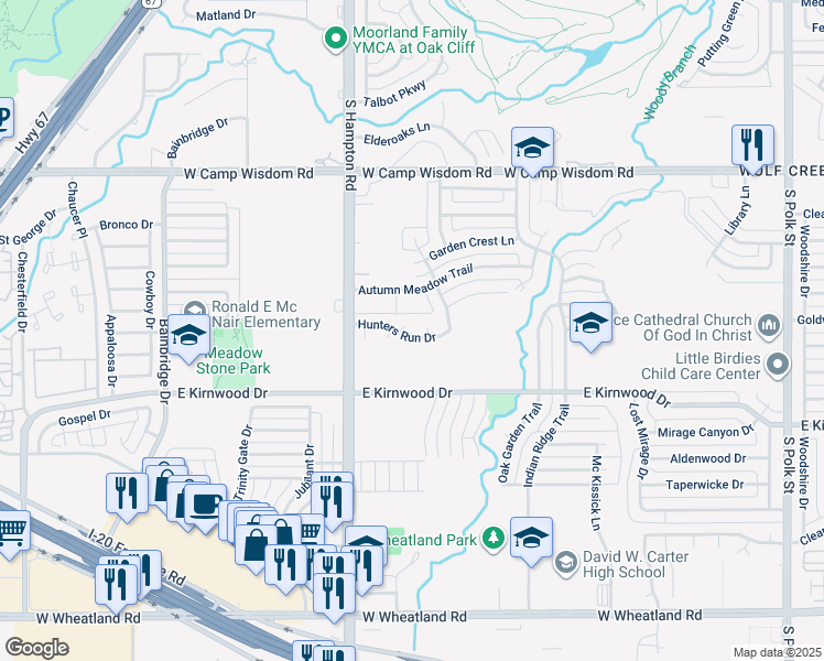 map of restaurants, bars, coffee shops, grocery stores, and more near 7408 Pin Tail in Dallas