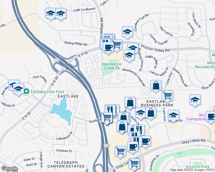 map of restaurants, bars, coffee shops, grocery stores, and more near 2232 Huntington Point Road in Chula Vista
