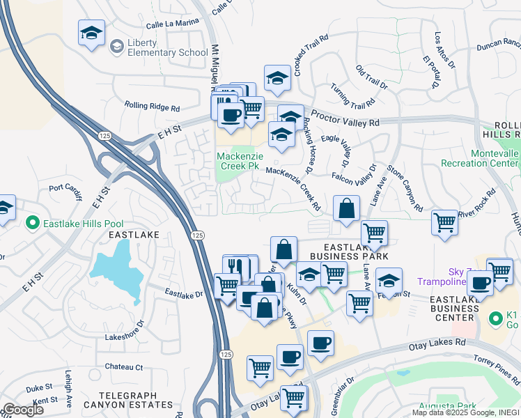 map of restaurants, bars, coffee shops, grocery stores, and more near 2264 Huntington Point Road in Chula Vista