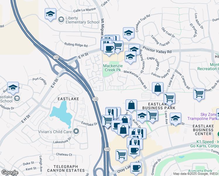 map of restaurants, bars, coffee shops, grocery stores, and more near 2232 Huntington Point Road in Chula Vista